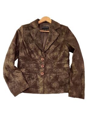 Brown leather blazer BERNARDO gold genuine leather jacket soft classy funky